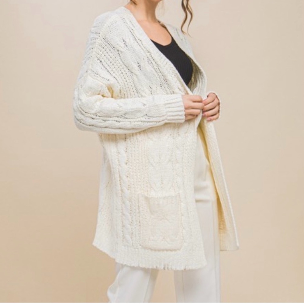 Chenille loose fit cardigan with pockets